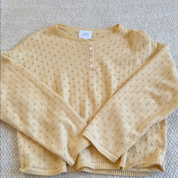 Things Between Yellow Pointelle Sweater Coco McCall Shop - Picture 2 of 3